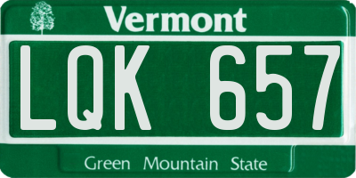VT license plate LQK657
