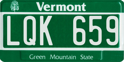VT license plate LQK659