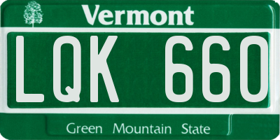 VT license plate LQK660