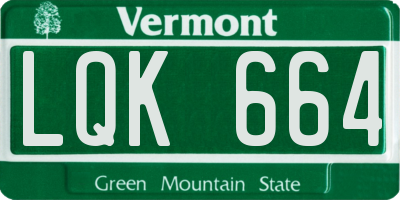VT license plate LQK664