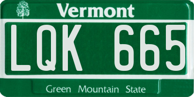 VT license plate LQK665