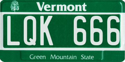 VT license plate LQK666