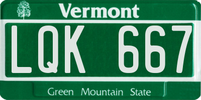 VT license plate LQK667