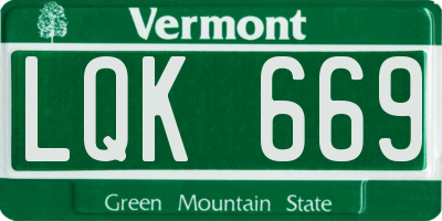 VT license plate LQK669