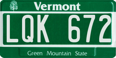 VT license plate LQK672