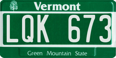 VT license plate LQK673