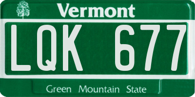 VT license plate LQK677