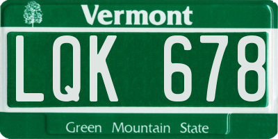 VT license plate LQK678