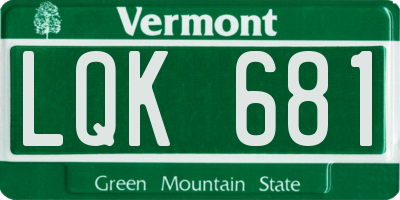 VT license plate LQK681