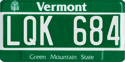 VT license plate LQK684