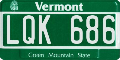 VT license plate LQK686