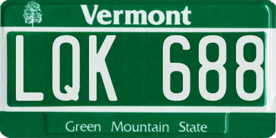 VT license plate LQK688