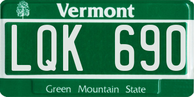 VT license plate LQK690