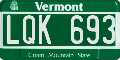 VT license plate LQK693