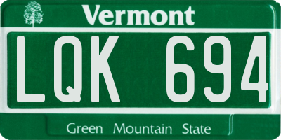 VT license plate LQK694