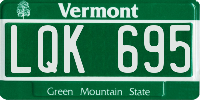 VT license plate LQK695