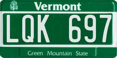 VT license plate LQK697