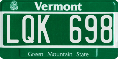 VT license plate LQK698