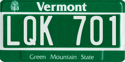 VT license plate LQK701