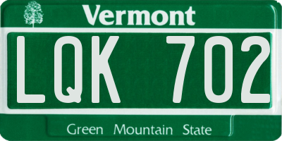 VT license plate LQK702