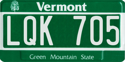 VT license plate LQK705