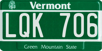 VT license plate LQK706