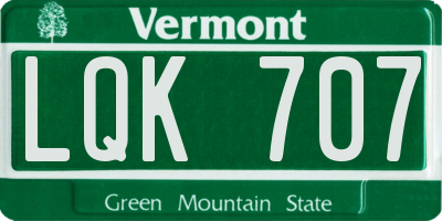 VT license plate LQK707