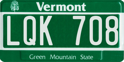 VT license plate LQK708