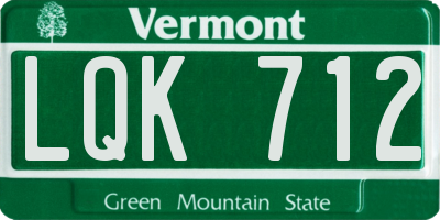 VT license plate LQK712