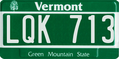 VT license plate LQK713