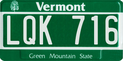 VT license plate LQK716