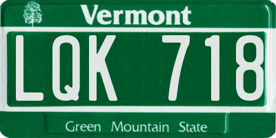 VT license plate LQK718
