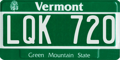 VT license plate LQK720