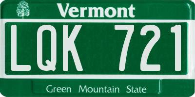 VT license plate LQK721