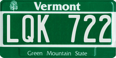 VT license plate LQK722