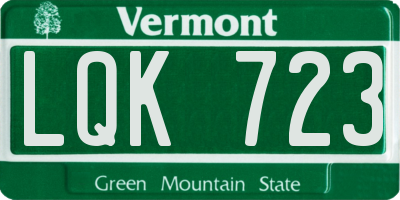 VT license plate LQK723