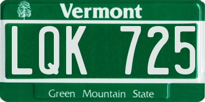 VT license plate LQK725