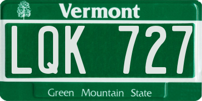 VT license plate LQK727
