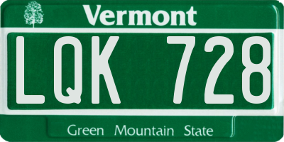 VT license plate LQK728