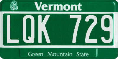 VT license plate LQK729