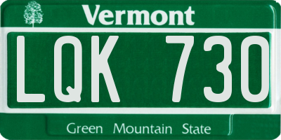 VT license plate LQK730