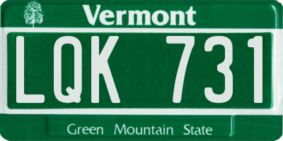 VT license plate LQK731