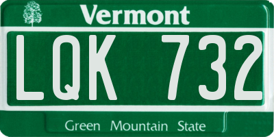 VT license plate LQK732