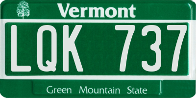 VT license plate LQK737