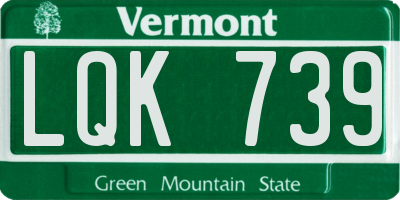 VT license plate LQK739