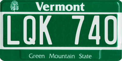 VT license plate LQK740
