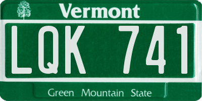 VT license plate LQK741