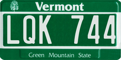 VT license plate LQK744