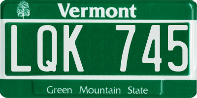 VT license plate LQK745