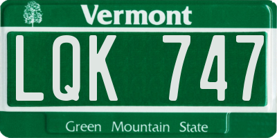 VT license plate LQK747